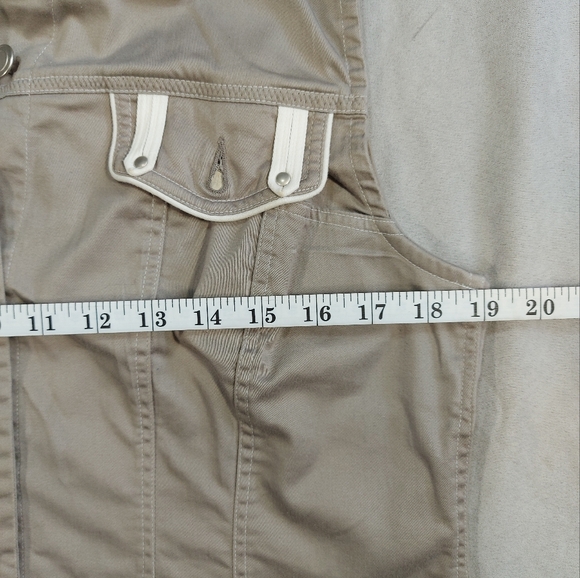 Orly Retro Boho Beige Denim Style Button Down Vest, 10 - Picture 9 of 10